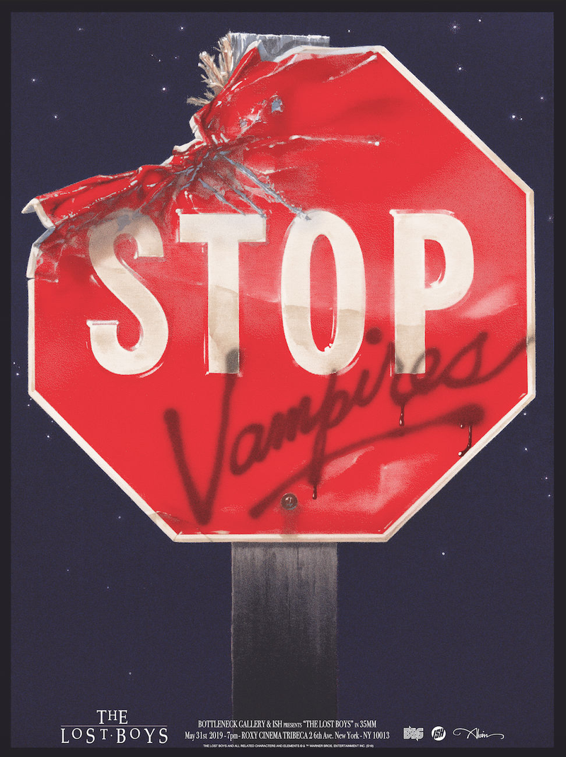 The Lost Boys Stop Sign by John Alvin. (Also available without the text)